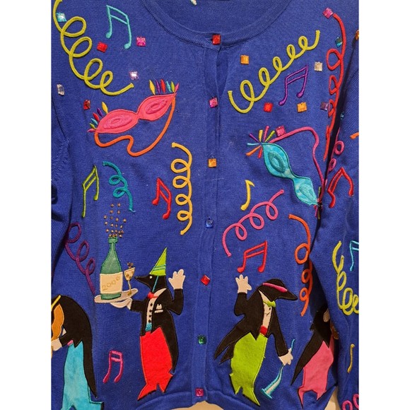 CHRISTINA ROTELLI CARDIGAN EMBROIDERED PENGIUN NEW YEARS 2000 Y2K WOMENS SIZE 1X - Picture 3 of 8